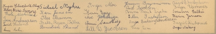 Signaturer p bilde fra Klasse 7b 1948/49 p Vinderen skole